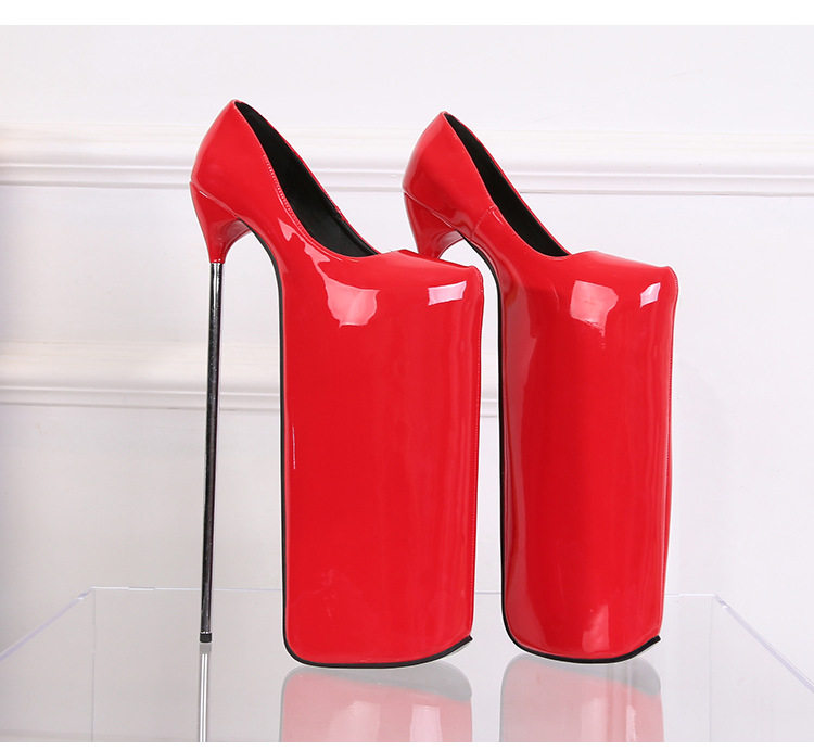 Giày cao gót nữ gót nhọn siêu cao trên 8 cm mũi tròn — Màu đen, Màu đỏ, Đỏ đào chi tiết 25