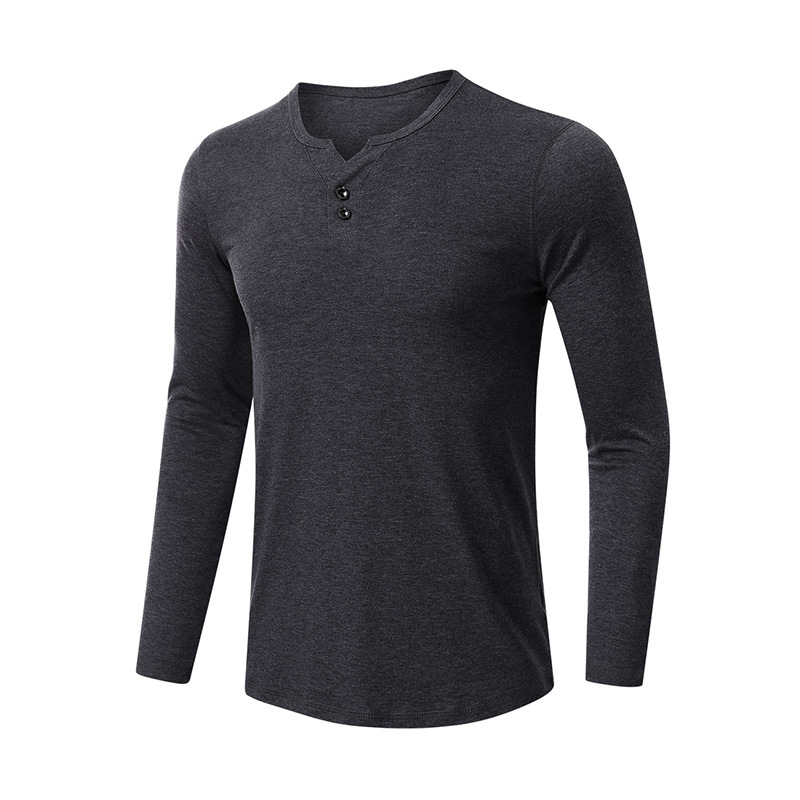 Men's Long Sleeve Base Layer T-shirt Solid Colour Autumn Winter_voghion.com