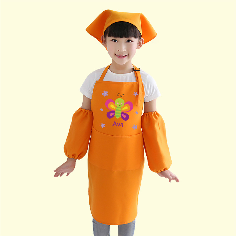 Lindo delantal antiincrustante para niños personalizado cocina casera jardín de infantes pintura de arte ropa pequeños medianos y grandes niños logotipo impreso