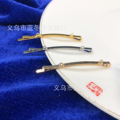 双孔带孔一字夹绕线网红发夹高级保色电泳金/银/KC弯夹DIY配件|ms