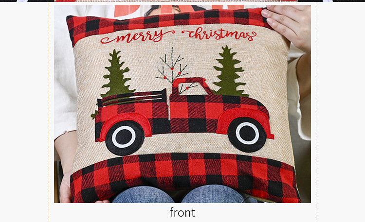 Hot Selling Fashion Christmas Red And Black Plaid Flannel Pillowcase[without Core] display picture 9