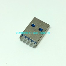 USB AM3.0 夹板式 可夹0.8 1.0mm PCB 一件式  铁壳镀镍 端子镀金