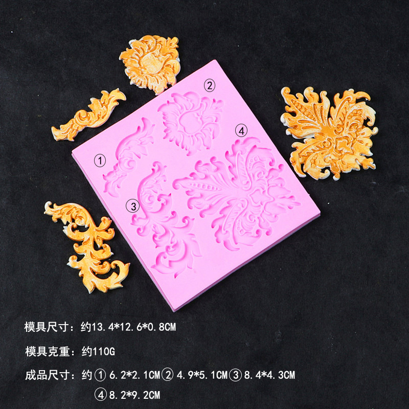 Molde de silicona fondant molde de pastel de alivio europeo decoración de la torta molde de chocolate molde de cocción ritmo seco