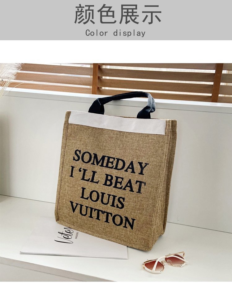 The 2020 autumn new handbag women's large-capacity Korean style lettered linen bag is a trend of large shopping bags for autumn and winter undefined