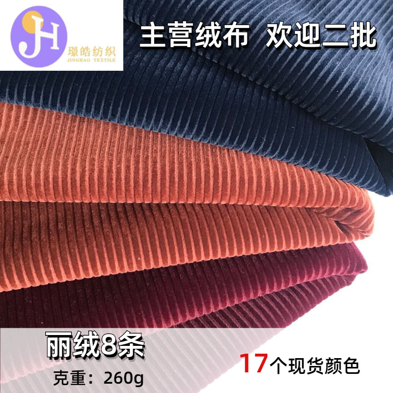 经编丽丝绒8条 植绒坑条全涤灯芯绒 秋冬外套棉服箱包微弹面料