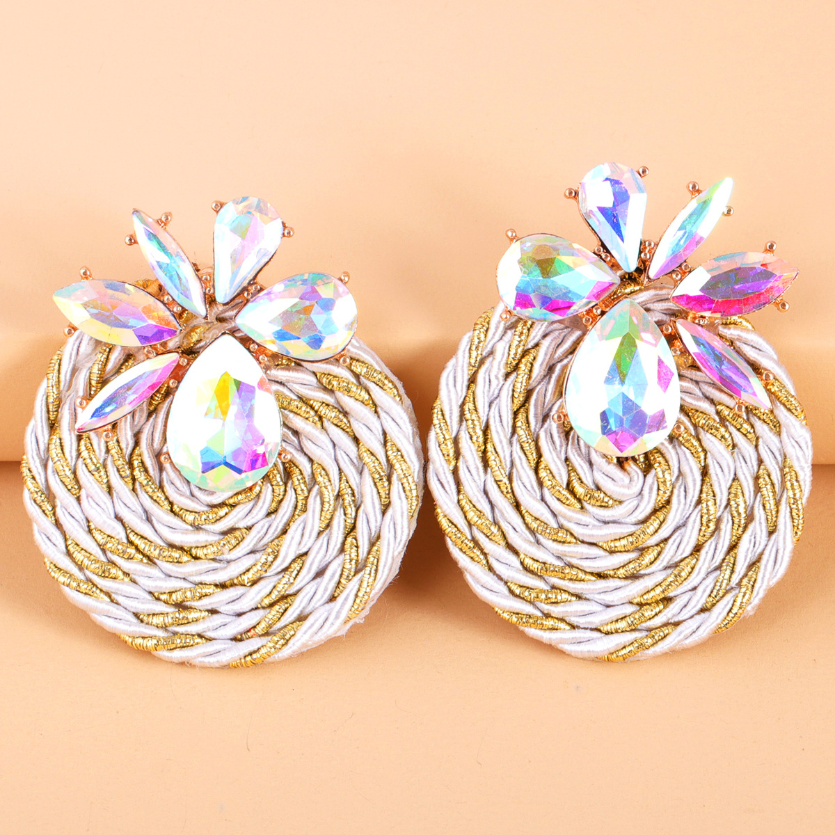 Fashion Rhinestone Round Earrings display picture 4