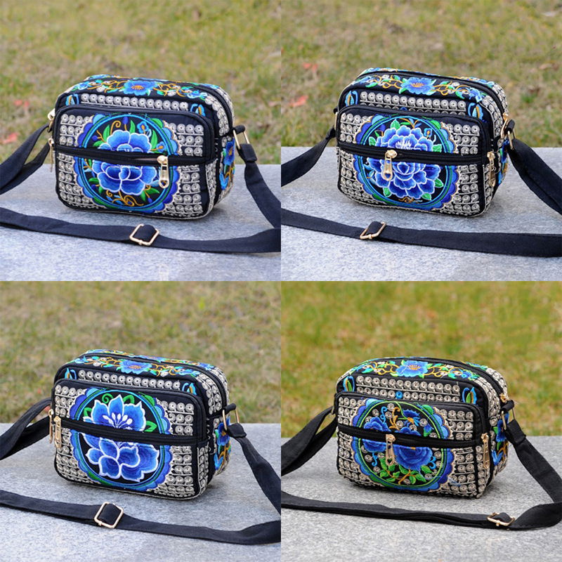 Directo de fábrica Nueva Yunnan estilo étnico bordado bolsa de mensajero de las mujeres bolsa pequeña bolsa ligera simple retro bolsa casual