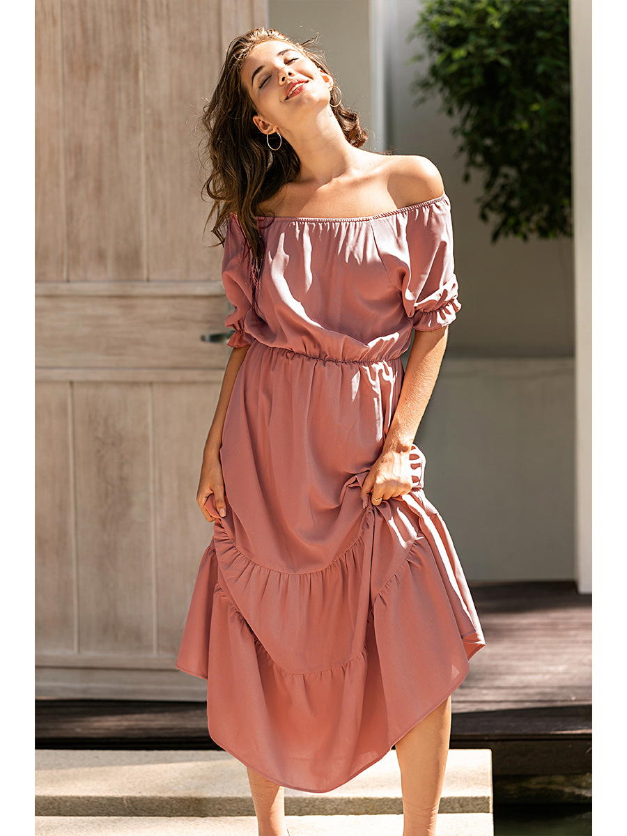 vestido de una pieza con cuello redondo en color liso NSAL2101