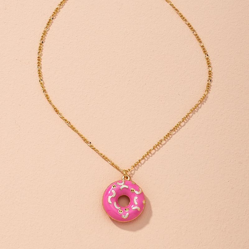 Korean  Light Luxury Sweet Style Cute Donut Necklace display picture 3