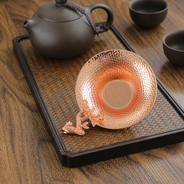 [Ultra Low Price] Pure Tin Tea Filter Gold Plum Blossom Anti-oxidation ...
