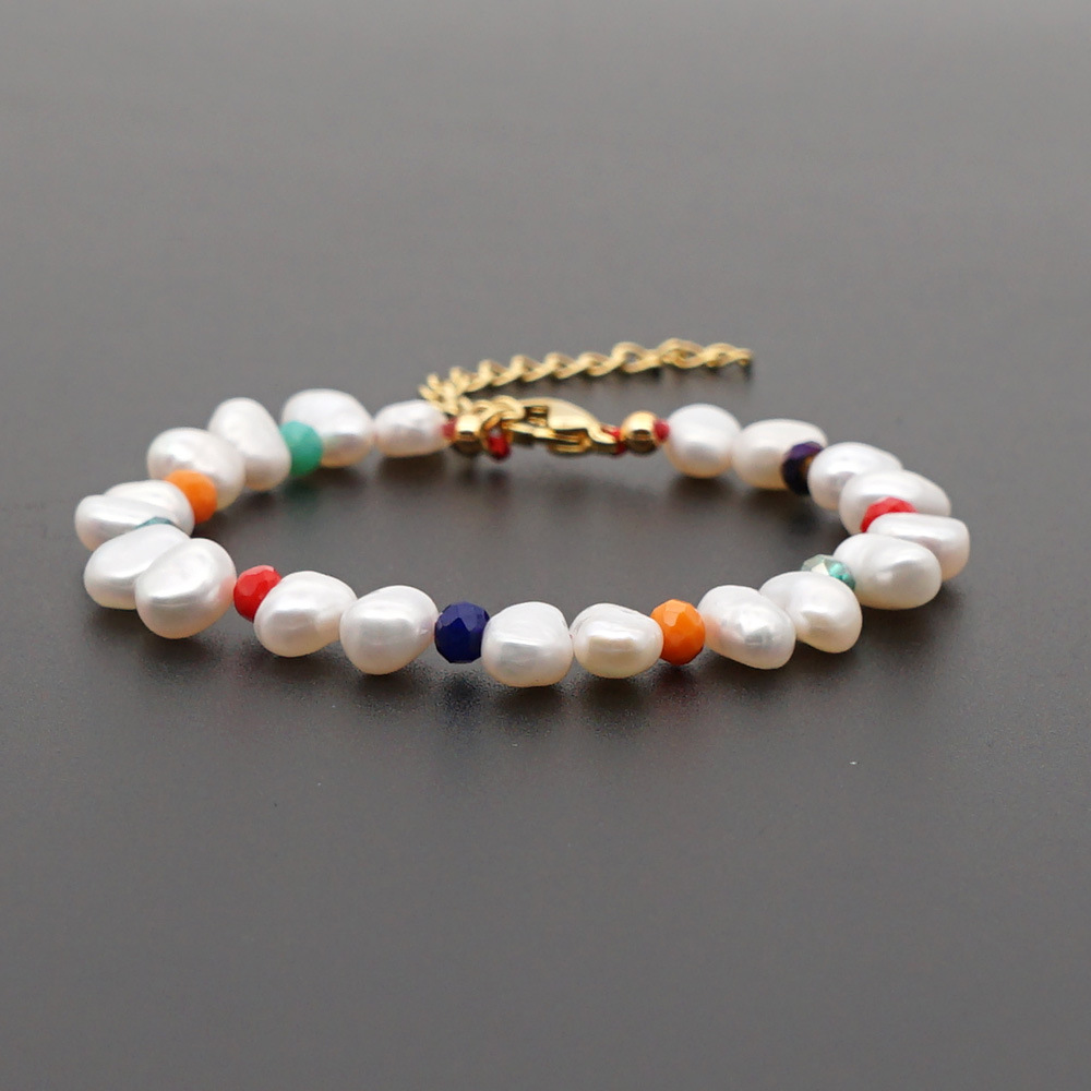 2020 Einfaches Armband Weibliches Temperament Pearls Natürliches Süßwasser Barock Perlen Kristall Grenz Überschreitende Original-schmuck display picture 5