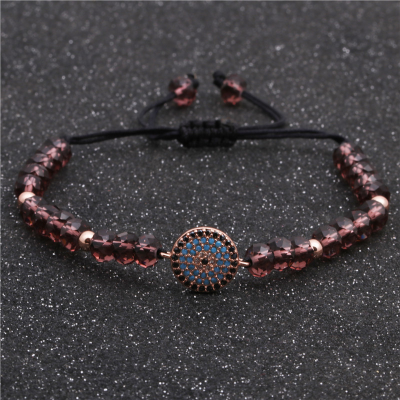 Micro Inlaid Zircon Eye Bracelet Faceted Crystal Woven Adjustable Bracelet Wholesales Yiwu Suppliers China display picture 3