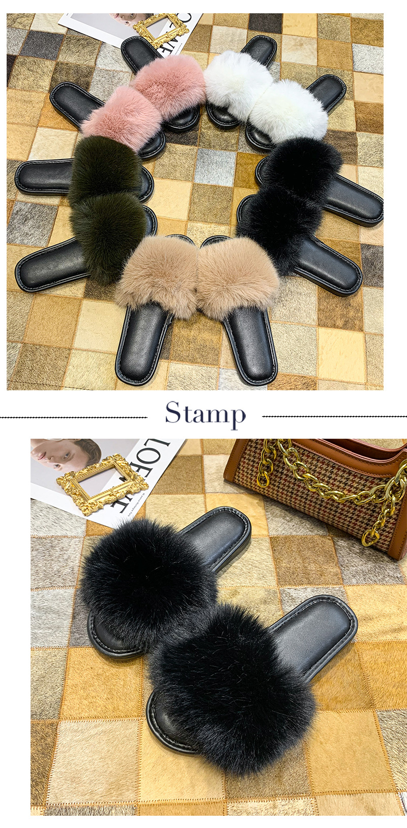 New fashion women s soft-soled flat-heeled plush slippers  NSPE11159