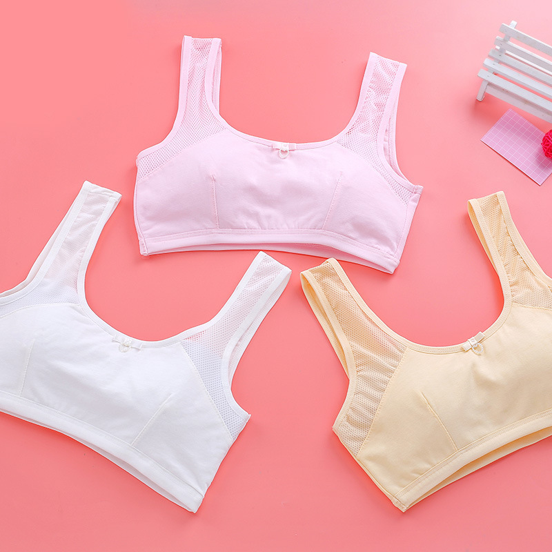 Factory primary school student tube top junior high school student 9-16 years old girl vest mesh breathable cotton development underwear female