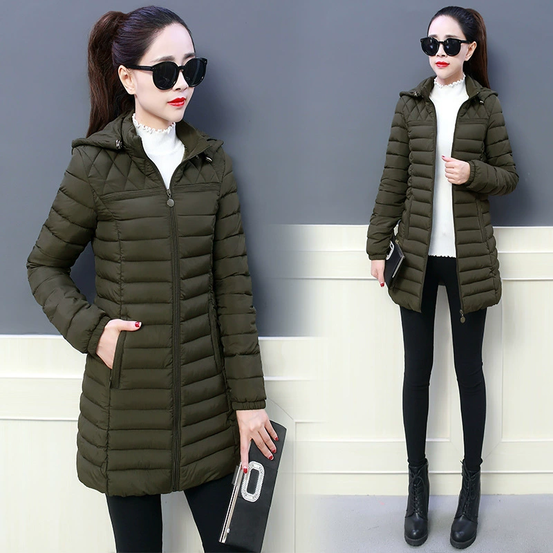 Зима 2023 новое зимнее хлопковое пальто, Женское зимнее приталенное хлопковое пальто средней длины в Корейском стиле, легкое пуховое хлопковое пальто