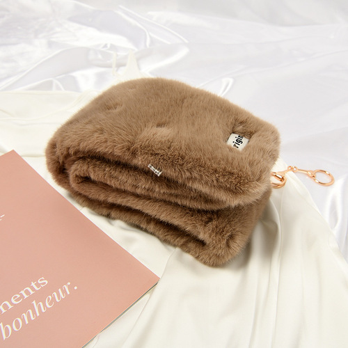 ins Korean version of rex rabbit fur scarf for women, autumn and winter imitation fur versatile internet celebrity plush scarf plush small neck cover