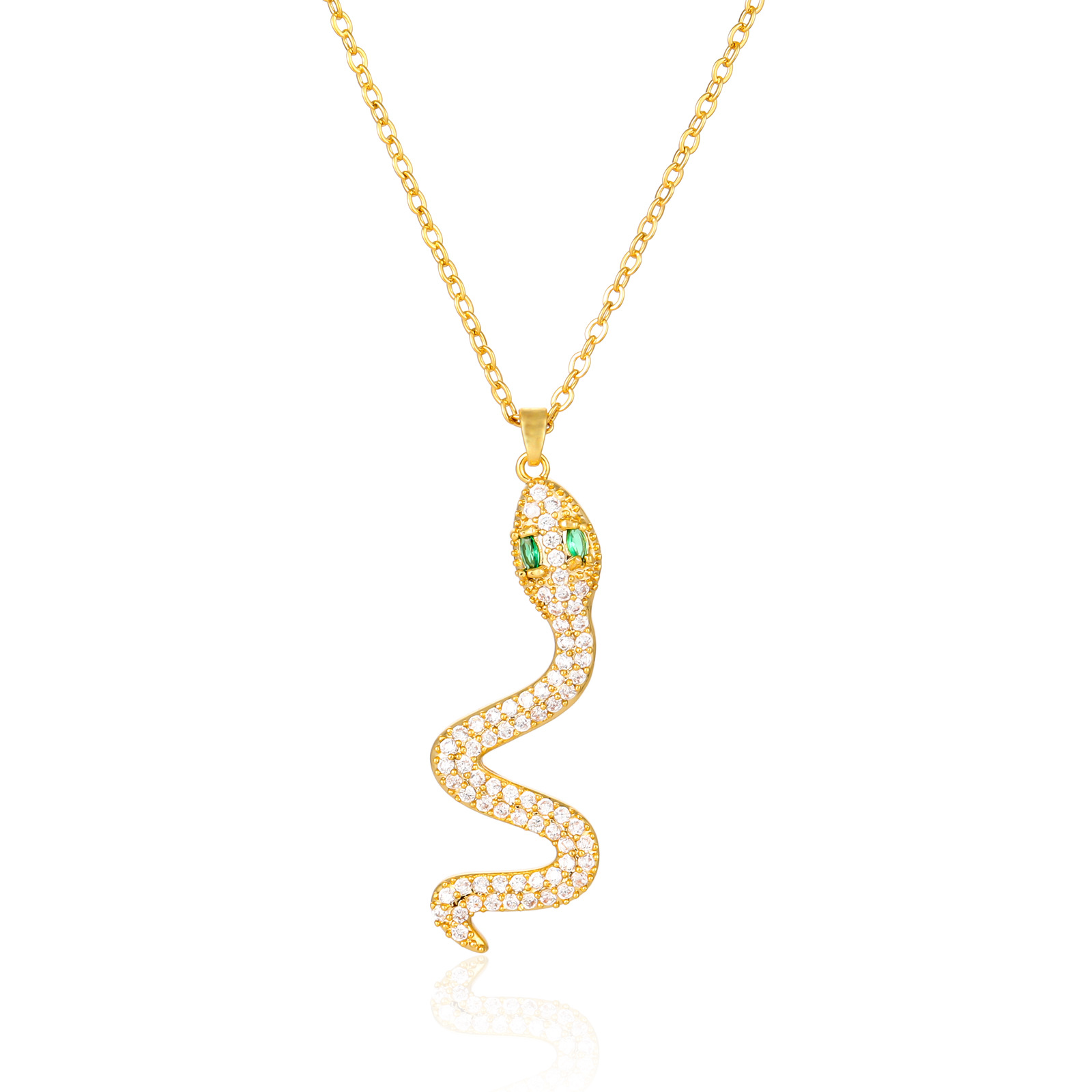 Fashion Personality Snake-shaped Pendant Copper Inlaid Zircon Necklace display picture 1