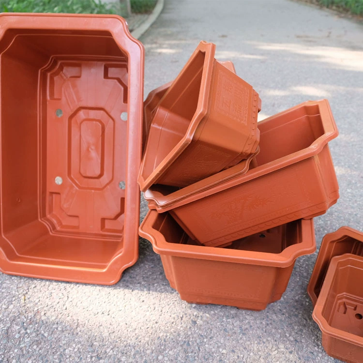 Оптовая Продажа с фабрики пластиковый цветочный горшок прямоугольный Овощной цветочный горшок большой небольшой размер бонсай база специальный цветочный горшок