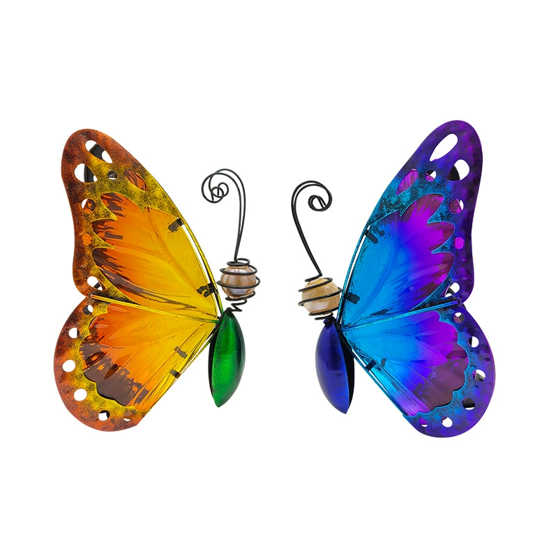Солнечные украшения железа лампа бабочка индукции Двор Газон солнечные украшения красочные Бабочка лампа