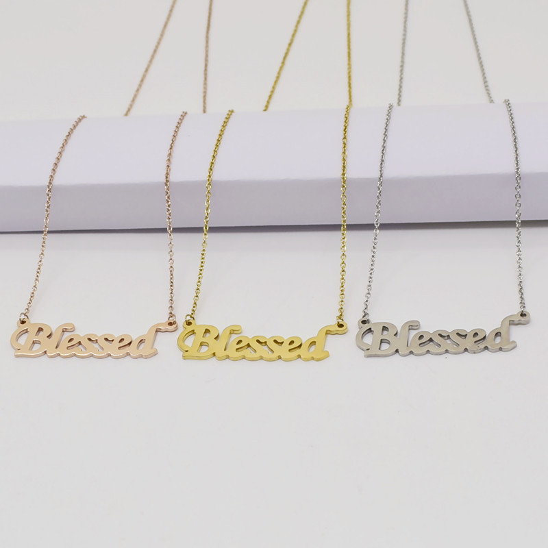 1 Piece Fashion Letter Stainless Steel Titanium Steel Plating Hollow Out Necklace display picture 5