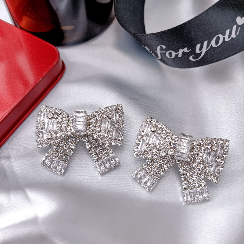 Rhinestone Material 1 Pair Sweet Bow Knot Rhinestone Rhinestones Ear Studs