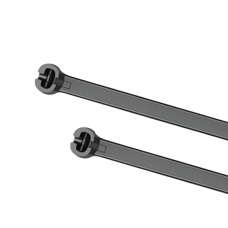 耐寒金属扣扎带不锈钢嵌片扎带尼龙钢扣100条一包黑色尼龙扎带