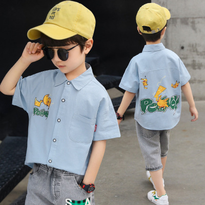 Boy A short sleeved shirt 2020 A summer Korean Edition Children's clothing CUHK Western style Costume pure cotton children shirt