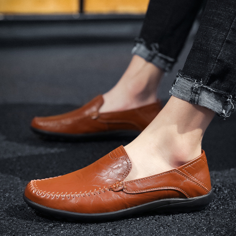 Herren Flache Sommerschuhe mit Metallschloss zum Reinschlüpfen, Faule Halbschuhe, lässige Mokassins, bequeme Fahrschuhe, Hochzeitsfeierschuhe_voghion.com