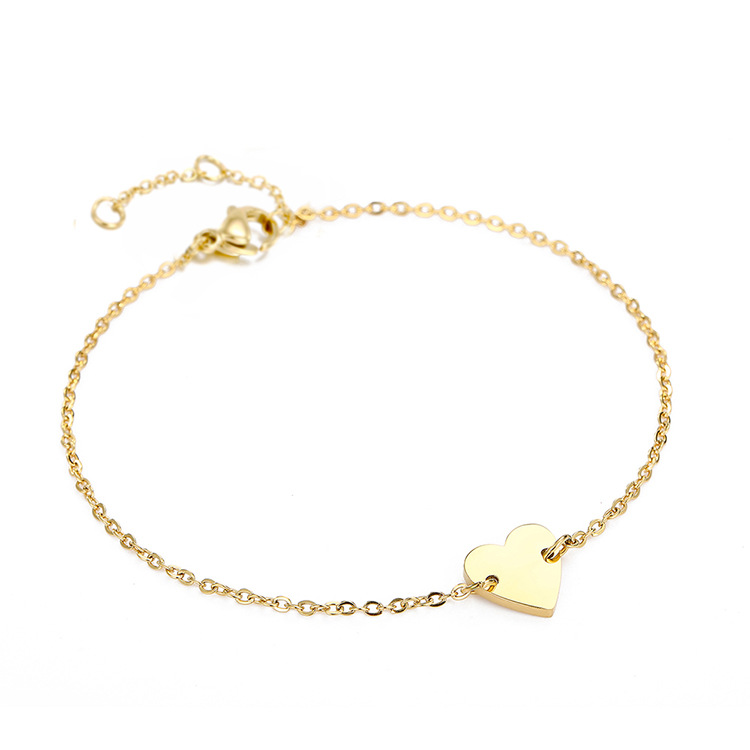 Fashion Heart Stainless Steel 14K Gold Plated No Inlaid Bracelets In Bulk display picture 5