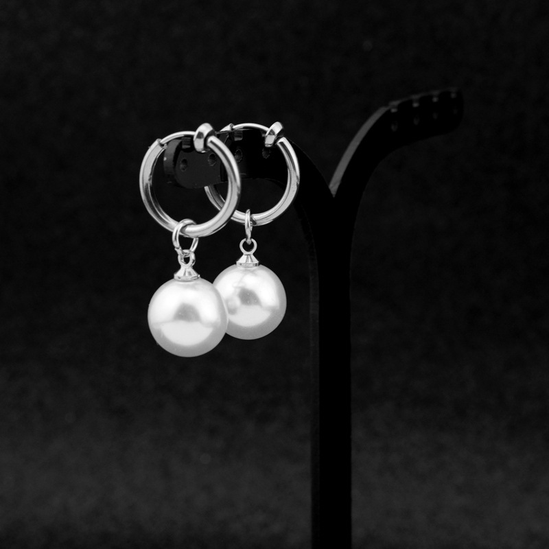 10g Weight Drop Earrings Classification 1 Pair Quantity Holiday, Daily Occasion Stainless Steel Material Pearl Pattern Unisex Gender Polishing Design Simple Style Style 1 Pair Simple Style Pearl Polishing Stainless Steel Drop Earrings 12