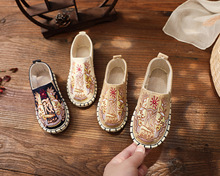 老北京传统布鞋儿童千层底绣花布鞋春秋古装汉服鞋民族风男童鞋