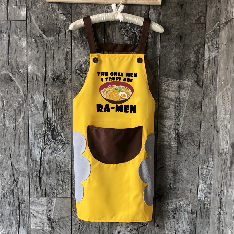 Lindo delantal doméstico de la pareja cocina impermeable a prueba de aceite de la moda de las mujeres ropa de trabajo japonesa sobretodo Impresión de logotipo impreso