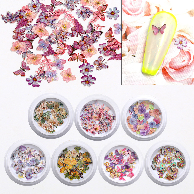 Colored flowers nail wood pulp sheet nai...