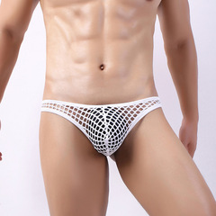 Large mesh men's underwear sexy translucent mesh thong U convex hollow fishnet T-string men's manufacturer wholesale