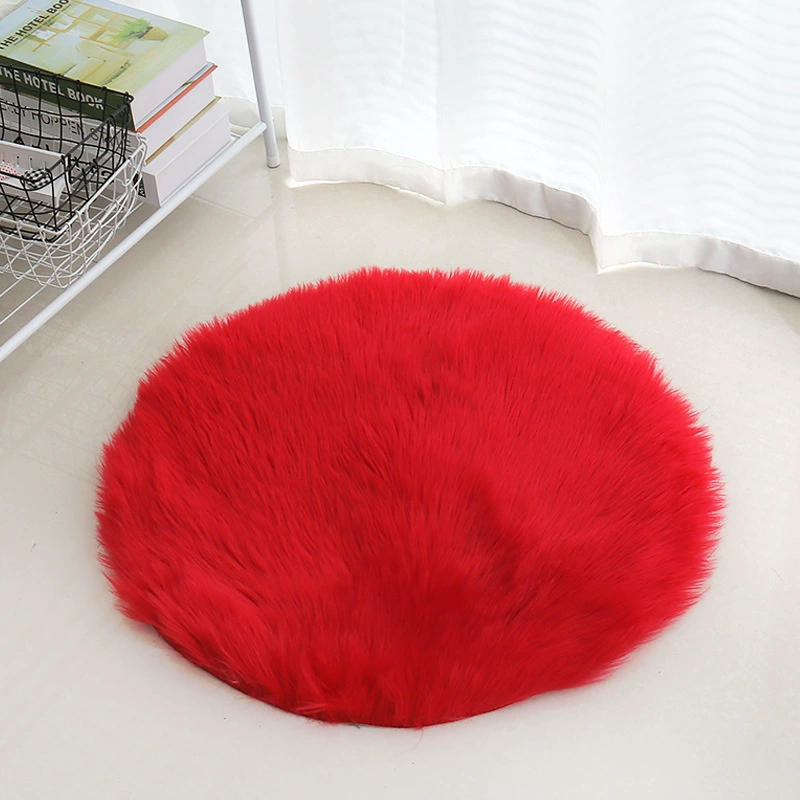 Round Australian sheepskin rug, plush long‑pile, multiple sizes 30–180 cm, soft floor mat