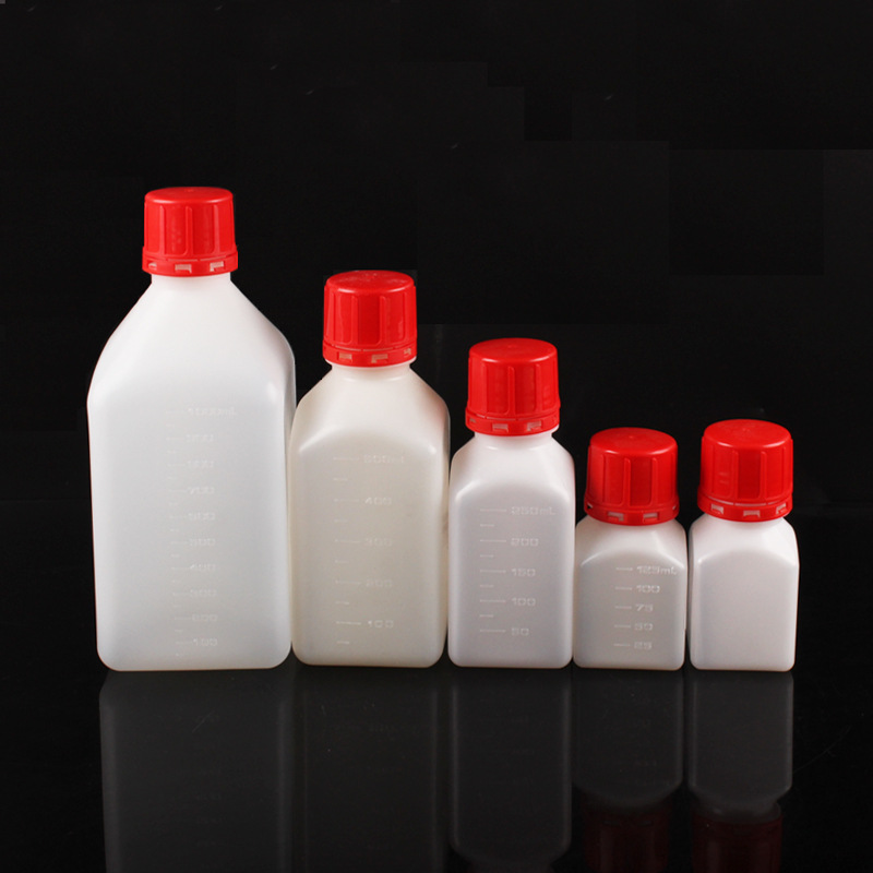 方形防盗试剂瓶红盖窄口容量60ml100ml125ml250 1000螺旋盖试剂瓶