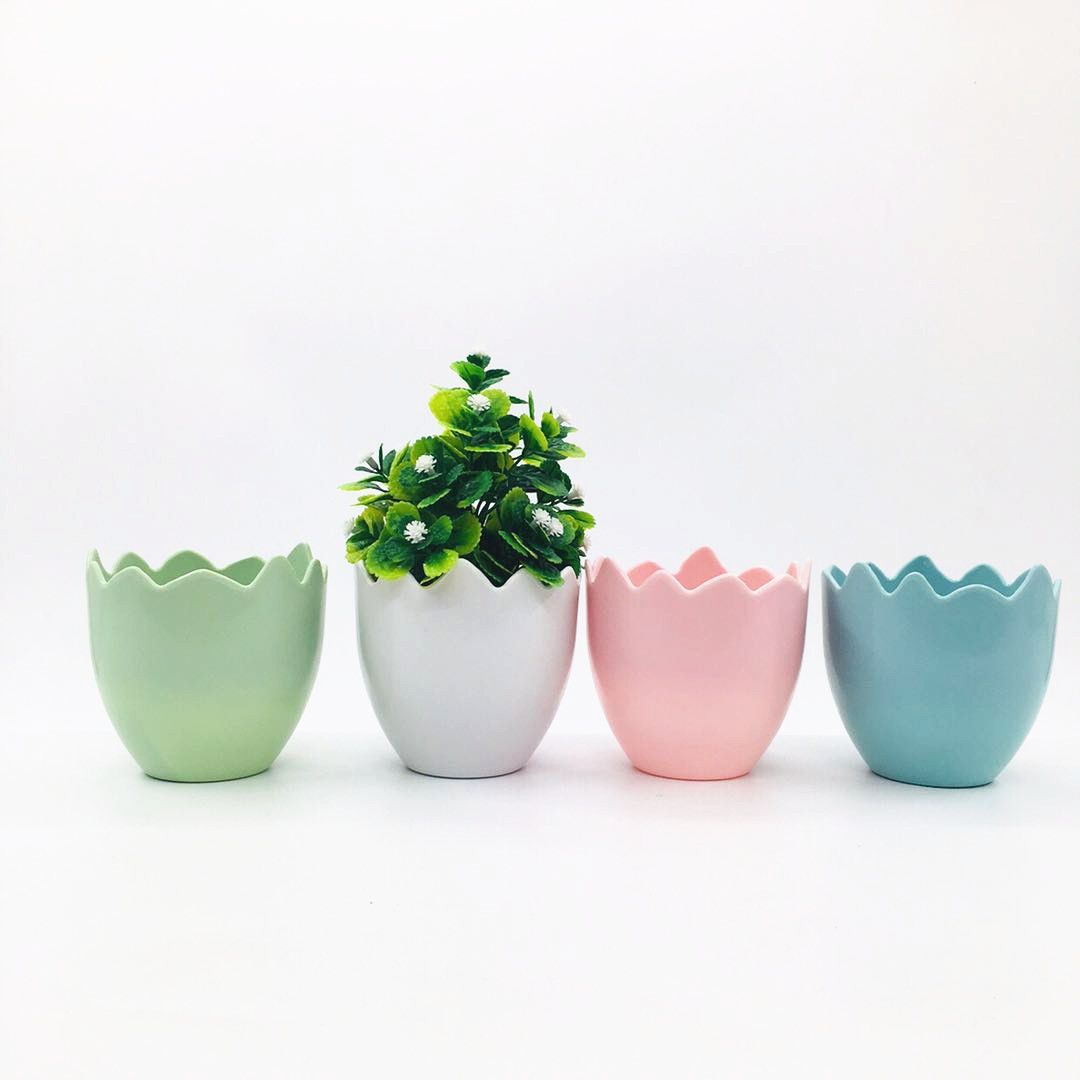 Factory wholesale mini eggshell succulents, simulated succulent plants, eggshell melamine flowerpots, imitation porcelain plastic flowerpots detail image 2