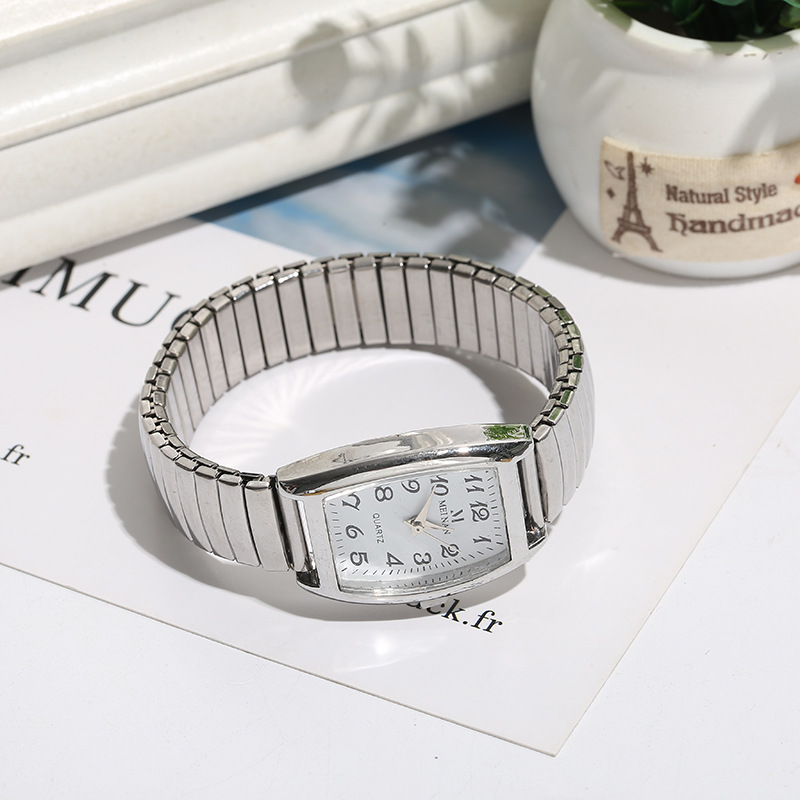 Nuevo reloj de primavera para hombres de mediana edad y ancianos reloj rectangular banda elástica reloj de cuarzo reloj simple de mujer