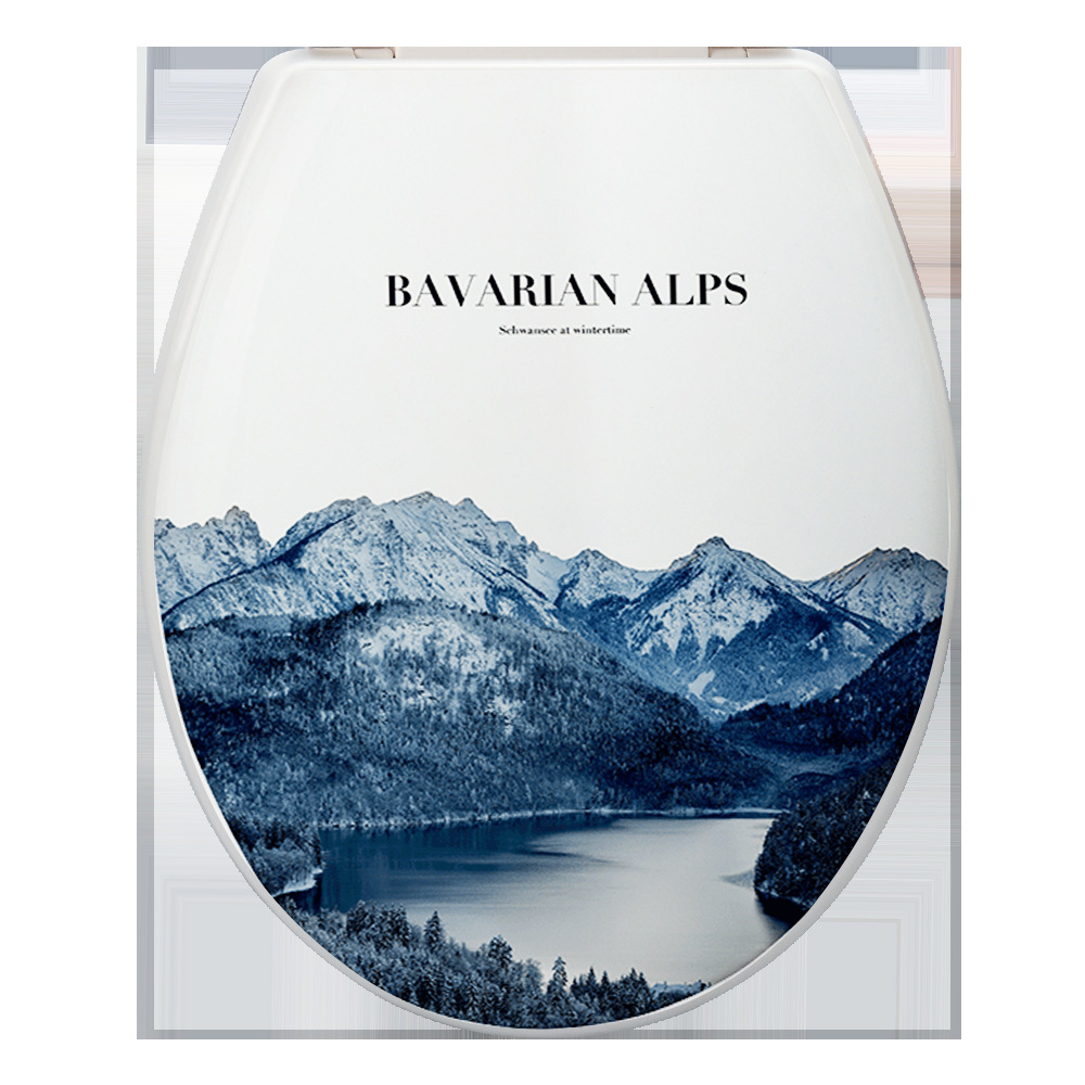 Cubierta de inodoro de estilo europeo de 18 pulgadas lenta caída hogar cuclillas cubierta de plástico Hotel fábrica impresión lenta caída cubierta de inodoro