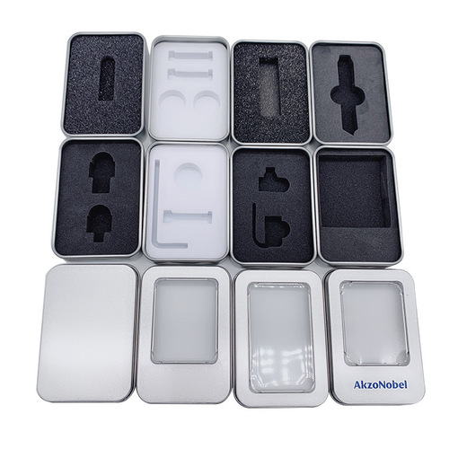 Tinplate U disk small square box Badge gift metal packaging box U disk large square box Window U disk small iron box