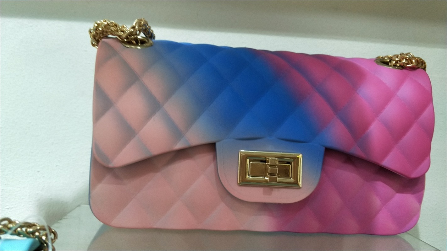 Clearance gradient graffiti colored jelly bag, diamond-shaped chain bag, small square bag for export, single-shoulder bag, crossbody bag undefined