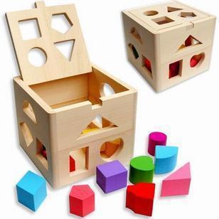 Juguetes educativos de madera juguetes para niños P.52 diez caja de inteligencia de tres agujeros forma de juego par de bloques de construcción infantil ayudas didácticas
