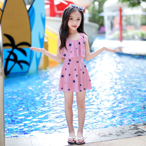 Children's swimsuit for women  girls' fashionable new style cute baby princess skirt style Korean middle and large children's swimsuit