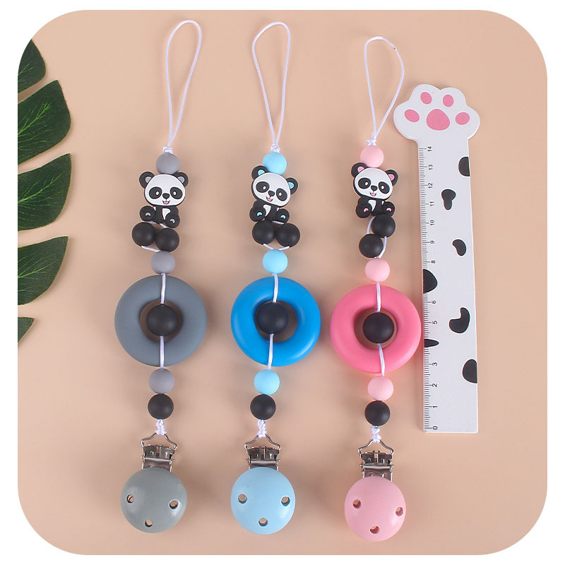 DIY bebé chupete anillo de goma Panda de silicona perlas Cadena de pezón cadena anti-caída AliExpress Amazon Venta caliente
