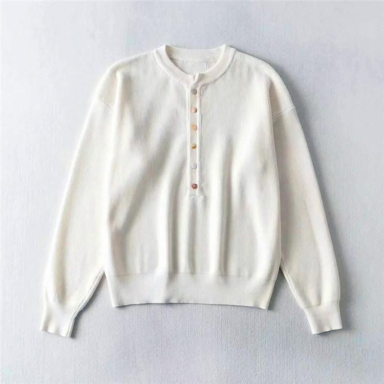 solid color button decoration knitted tops  NSLD15042