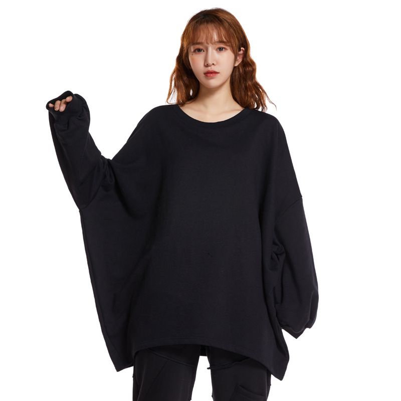 Diablo Chaopai street Trendsetter Women's wear Solid T-shirts Loose type Large Women's wear mm Sweater