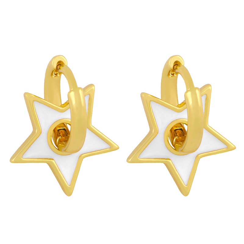 New  Fashion  Drop Oil Five-pointed Star Earrings display picture 4