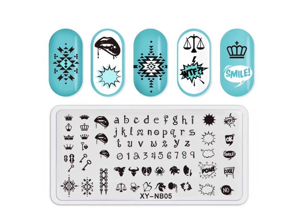Nueva plantilla de impresión de uñas DIY película Azul de impresión de uñas esmalte de uñas placa de acero pintada XY-NB16