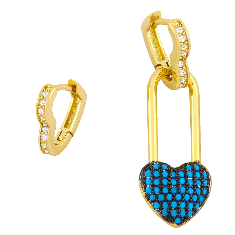 Asymmetrical Diamond Fashion Heart Earrings display picture 6