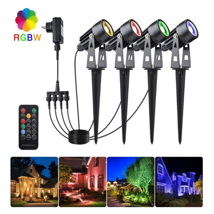 LED七彩变色花园灯庭院别墅灯草坪照树灯投光照树灯RGW带遥控|ms